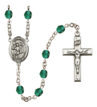 Silver Plated 6mm Fire Polished Saint Vitus Rosary in Zircon