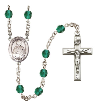 Silver-Plated 6mm Saint Gerald  Engraved Catholic Rosaries