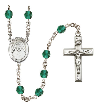 Silver Plated 6mm Fire Polished Saint Alphonsa of India Rosary in Zircon