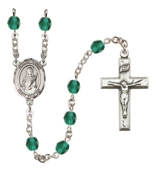 Silver Plated 6mm Fire Polished Saint Lucy Rosary in Zircon