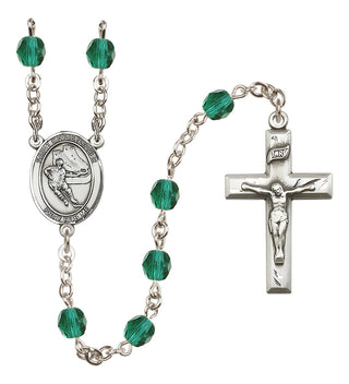 Silver-Plated 6mm Saint Christopher/Hockey Rosary
