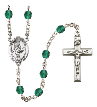 Silver-Plated 6mm Saint Christopher/Tennis Rosary