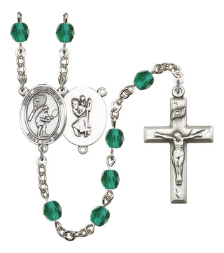 Saint Christopher and Tennis Rosary with Zircon Beads