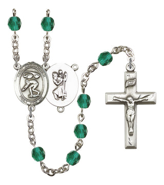 Saint Christopher and Swimming Rosary with Zircon Beads