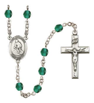 Silver-Plated 6mm Saint Sebastian/Wrestling Rosary