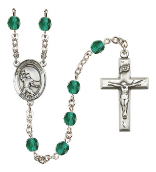 Silver-Plated 6mm Guardian Angel/Football Rosary