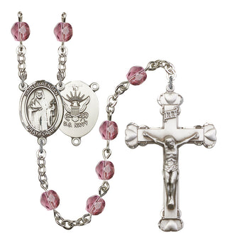 Saint Brendan The Navigator and Navy Rosary with Amethyst Beads