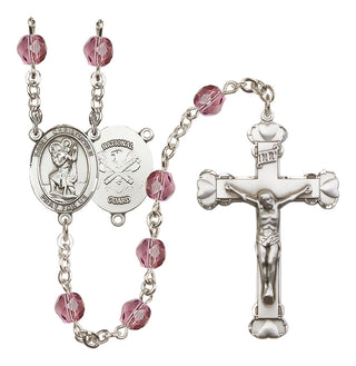 Silver-Plated 6mm Saint Christopher / Nat'l Guard Rosary