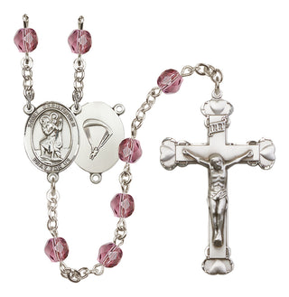 Silver-Plated 6mm Saint Christopher / Paratrooper Rosary