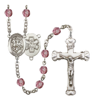 Saint George and EMT Rosary with Amethyst Beads