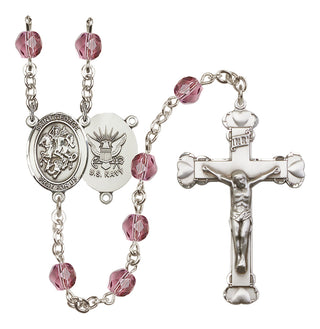Silver-Plated 6mm Saint George / Navy Rosary