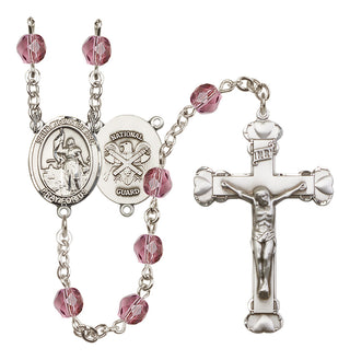 Silver-Plated 6mm Saint Joan of Arc / Nat'l Guard Rosary