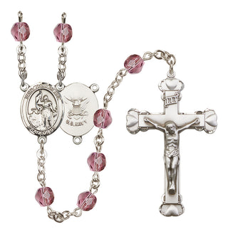 Silver-Plated 6mm Saint Joan of Arc / Navy Rosary