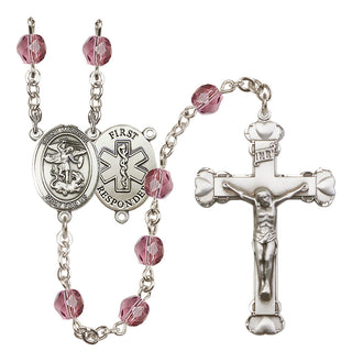Silver-Plated 6mm Saint Michael/1St Responder Rosary