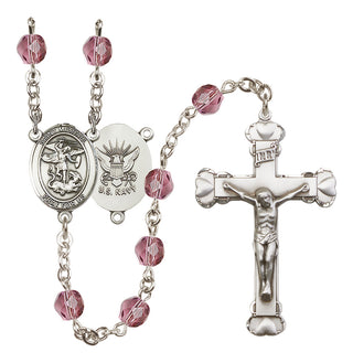 Silver-Plated 6mm Saint Michael / Navy Rosary