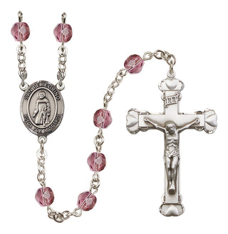 Silver Plated 6mm Fire Polished San Peregrino Rosary in Amethyst
