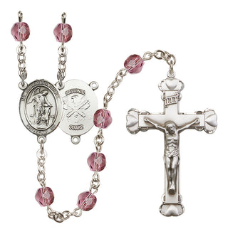 Silver-Plated 6mm Guardian Angel / Nat'l Guard Rosary