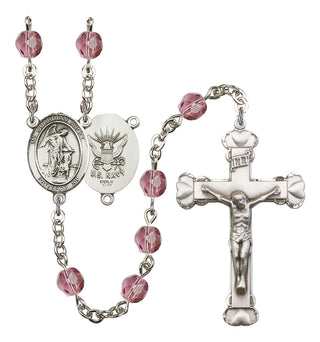 Guardian Angel and Navy Rosary with Amethyst Beads