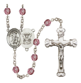 Silver-Plated 6mm Guardian Angel / Navy Rosary