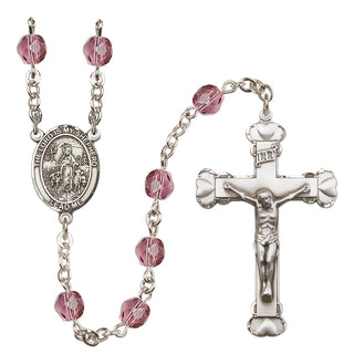 Silver Plated 6mm Fire Polished Lord Is My Shepherd Rosary in Amethyst