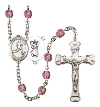 Saint Christopher and Track & Field Rosary with Amethyst Beads