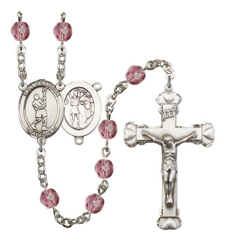 Saint Sebastian and Lacrosse Rosary with Amethyst Beads