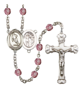Saint Sebastian and Rugby Rosary with Amethyst Beads