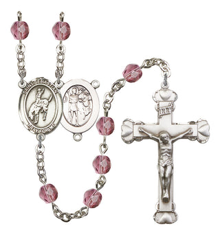 Saint Sebastian and Rodeo Rosary with Amethyst Beads
