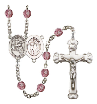Saint Sebastian and Motorcycle Rosary with Amethyst Beads