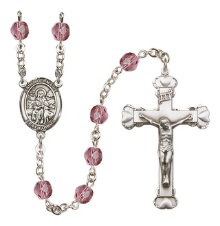 Silver Plated 6mm Fire Polished Saint Germaine Cousin Rosary in Amethyst