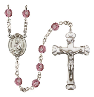 Silver-Plated 6mm Saint Alice  Engraved Catholic Rosaries