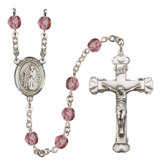 Silver-Plated 6mm Saint Aaron  Engraved Catholic Rosaries