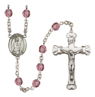 Silver Plated 6mm Fire Polished Saint Grace Rosary in Amethyst