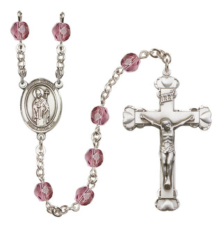 Silver Plated 6mm Fire Polished Saint Ronan Rosary in Amethyst