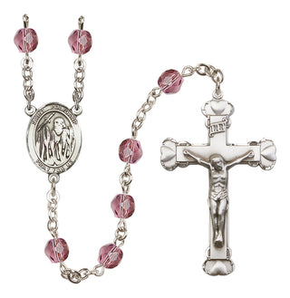 Silver Plated 6mm Fire Polished Saint Polycarp of Smyrna Rosary in Amethyst