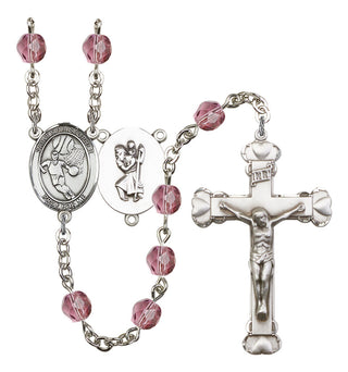 Saint Christopher and Basketball Rosary with Amethyst Beads