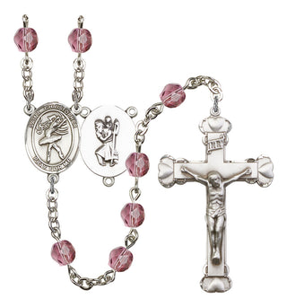 Saint Christopher and Dance Rosary with Amethyst Beads