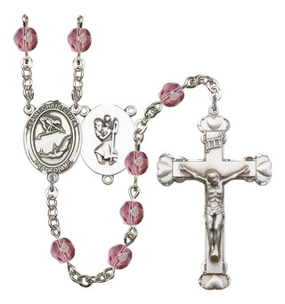 Saint Christopher and Gymnastics Rosary with Amethyst Beads