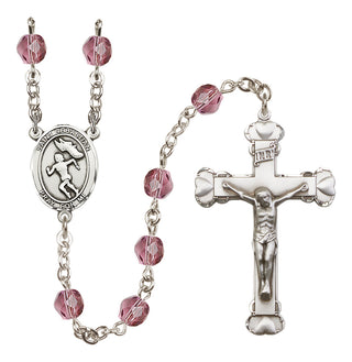 Silver-Plated 6mm Saint Sebastian /Track&Field-Women Rosary