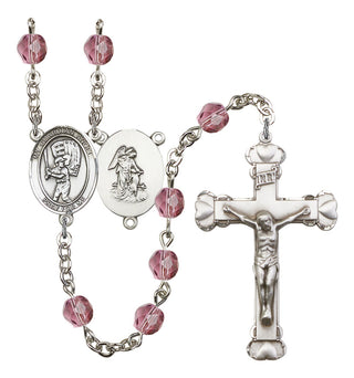 Guardian Angel and Baseball Rosary with Amethyst Beads