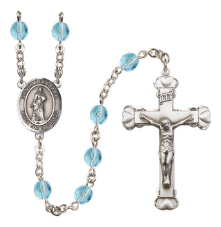 Silver Plated 6mm Fire Polished Santa Barbara Rosary in Aqua