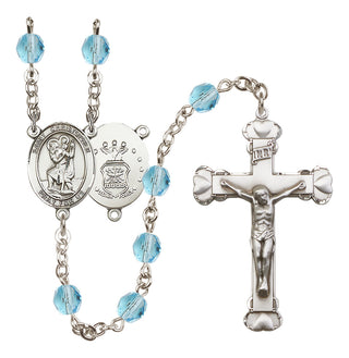 Silver-Plated 6mm Saint Christopher / Air Force Rosary