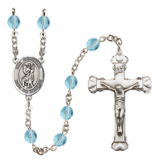 Silver Plated 6mm Fire Polished San Cristobal Rosary in Aqua