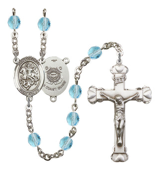 Saint George and Coast Guard Rosary with Aqua Beads
