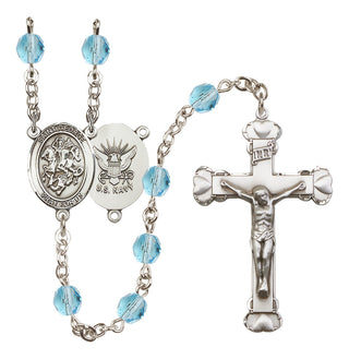 Silver-Plated 6mm Saint George / Navy Rosary