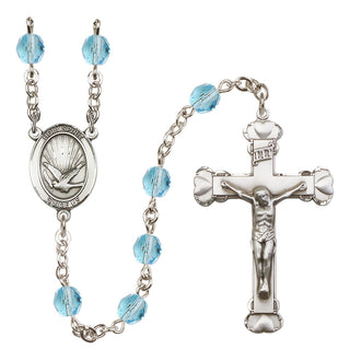 Silver-Plated 6mm Holy Spirit  Engraved Catholic Rosaries