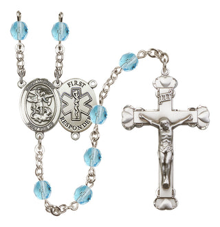 Silver-Plated 6mm Saint Michael/1St Responder Rosary