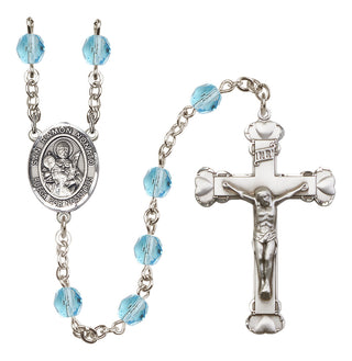 Silver Plated 6mm Fire Polished San Ramon Nonato Rosary in Aqua