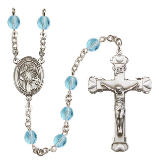 Silver Plated 6mm Fire Polished Saint Ursula Rosary in Aqua
