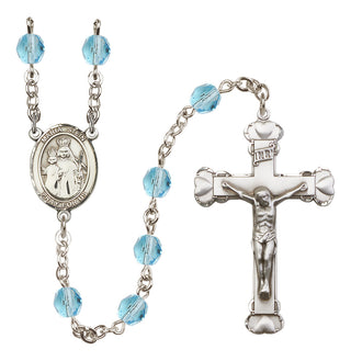 Silver Plated 6mm Fire Polished Maria Stein Rosary in Aqua